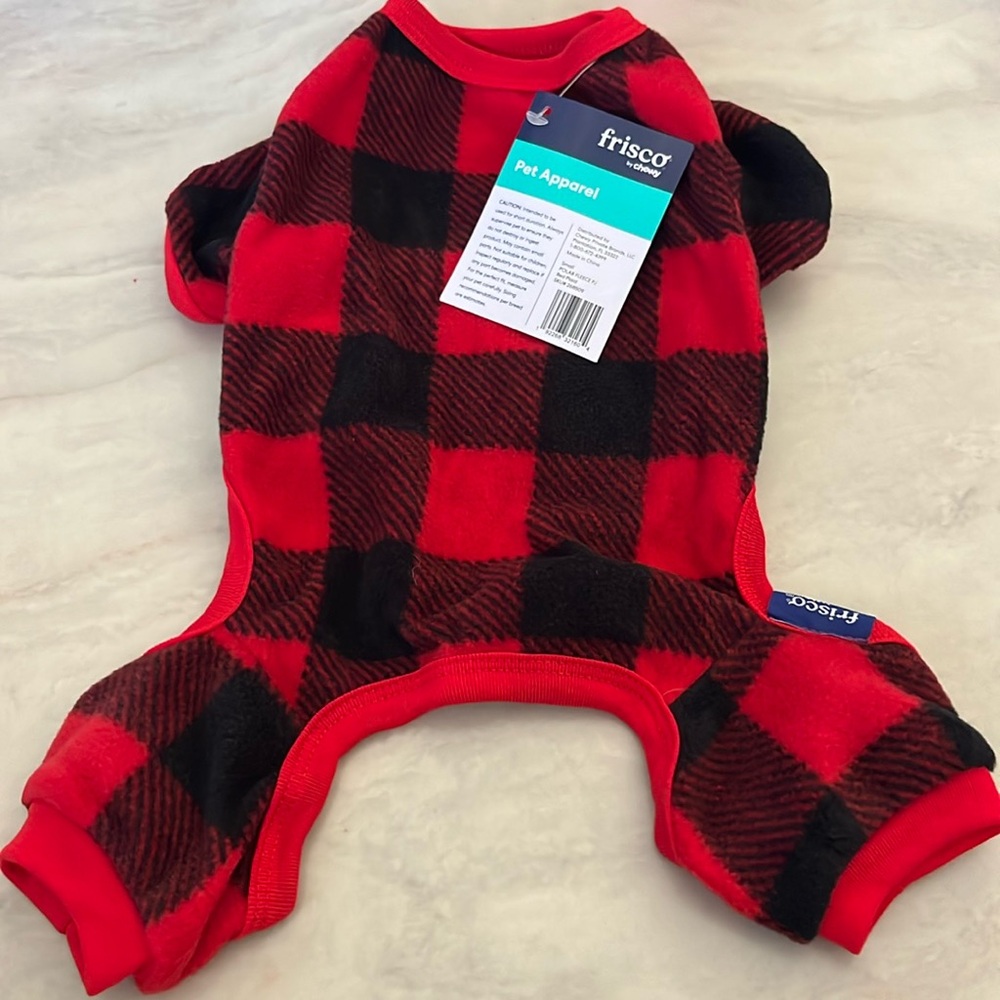 Frisco Dog Plush Cozy Fleeze PJs. Red Plaid. Medium NWT!